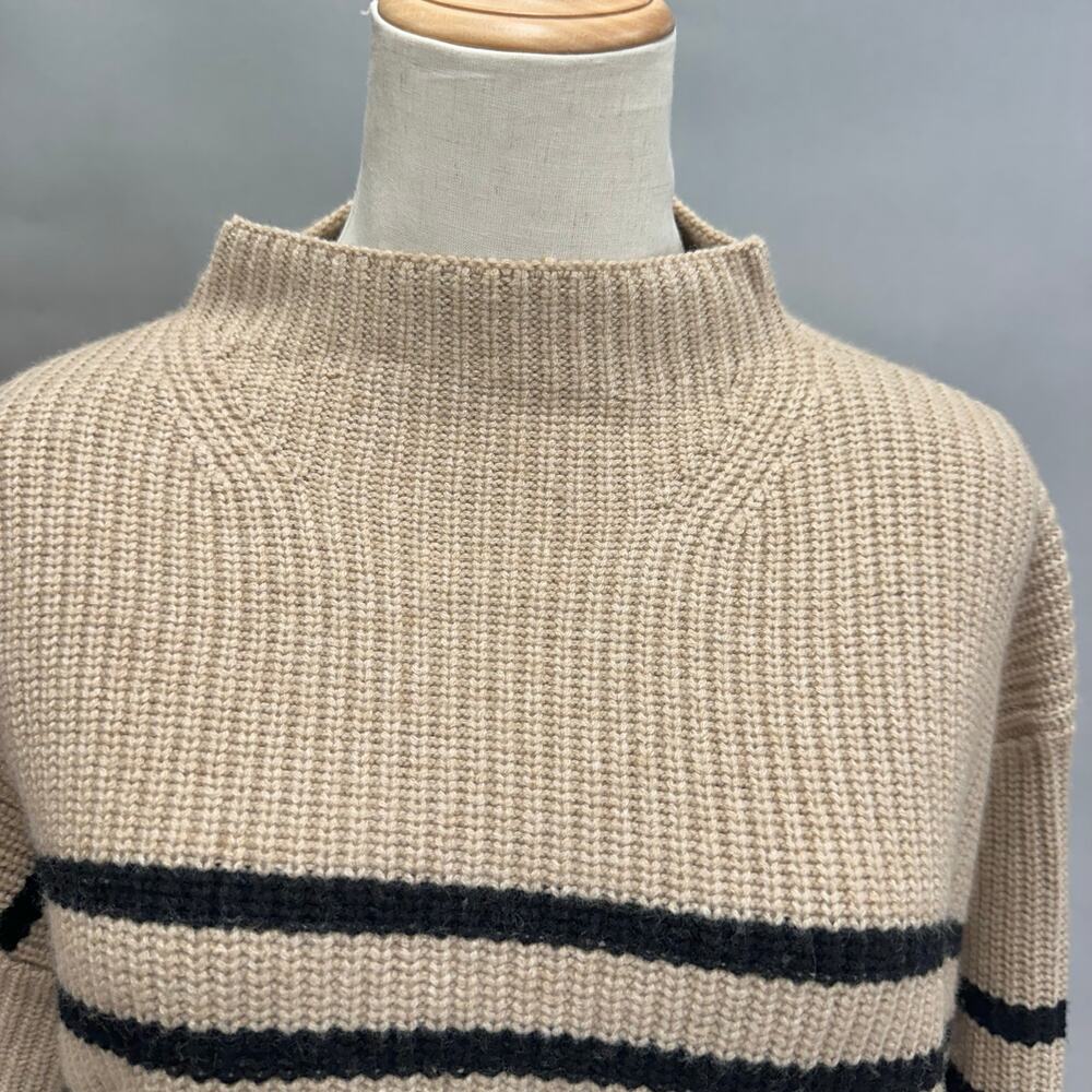 Rails Claudia Striped Sweater Mock Funnel Neck Camel/Black  Size Medium‎ - Picture 9 of 16